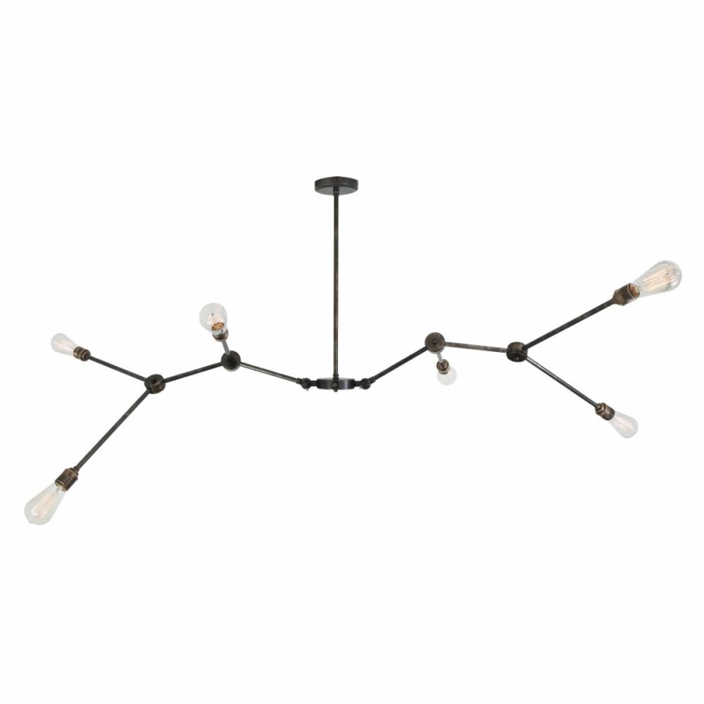 Ottawa Chandelier - Modern Brass and Glass Adjustable Arm Ceiling Fixture