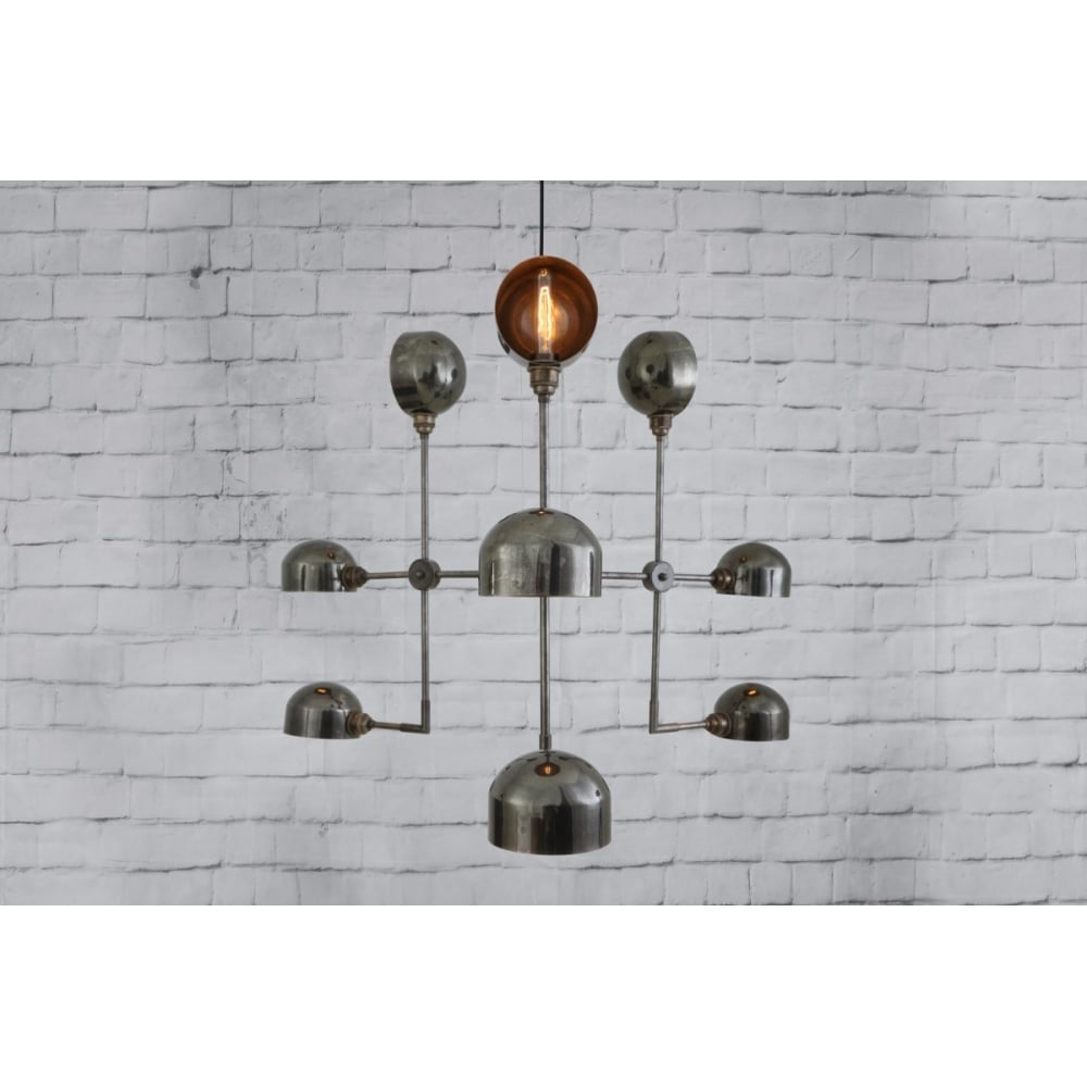 Retro Brass Comala Chandelier with Open Bowl Shades