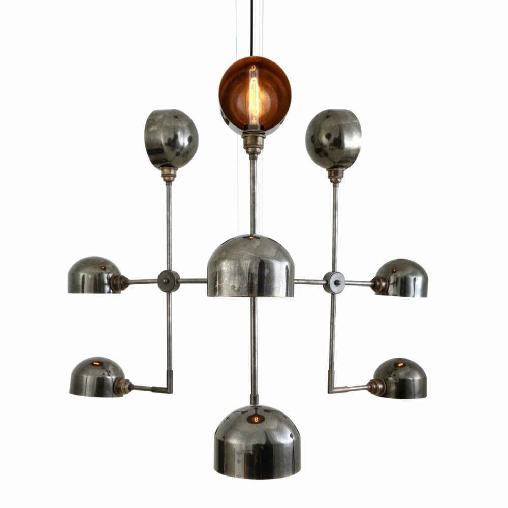 Retro Brass Comala Chandelier with Open Bowl Shades