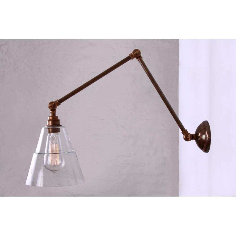 Lyx Art Deco Brass Wall Light with Adjustable Glass Shade