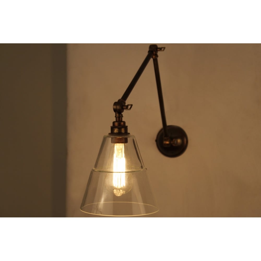 Lyx Art Deco Brass Wall Light with Adjustable Glass Shade