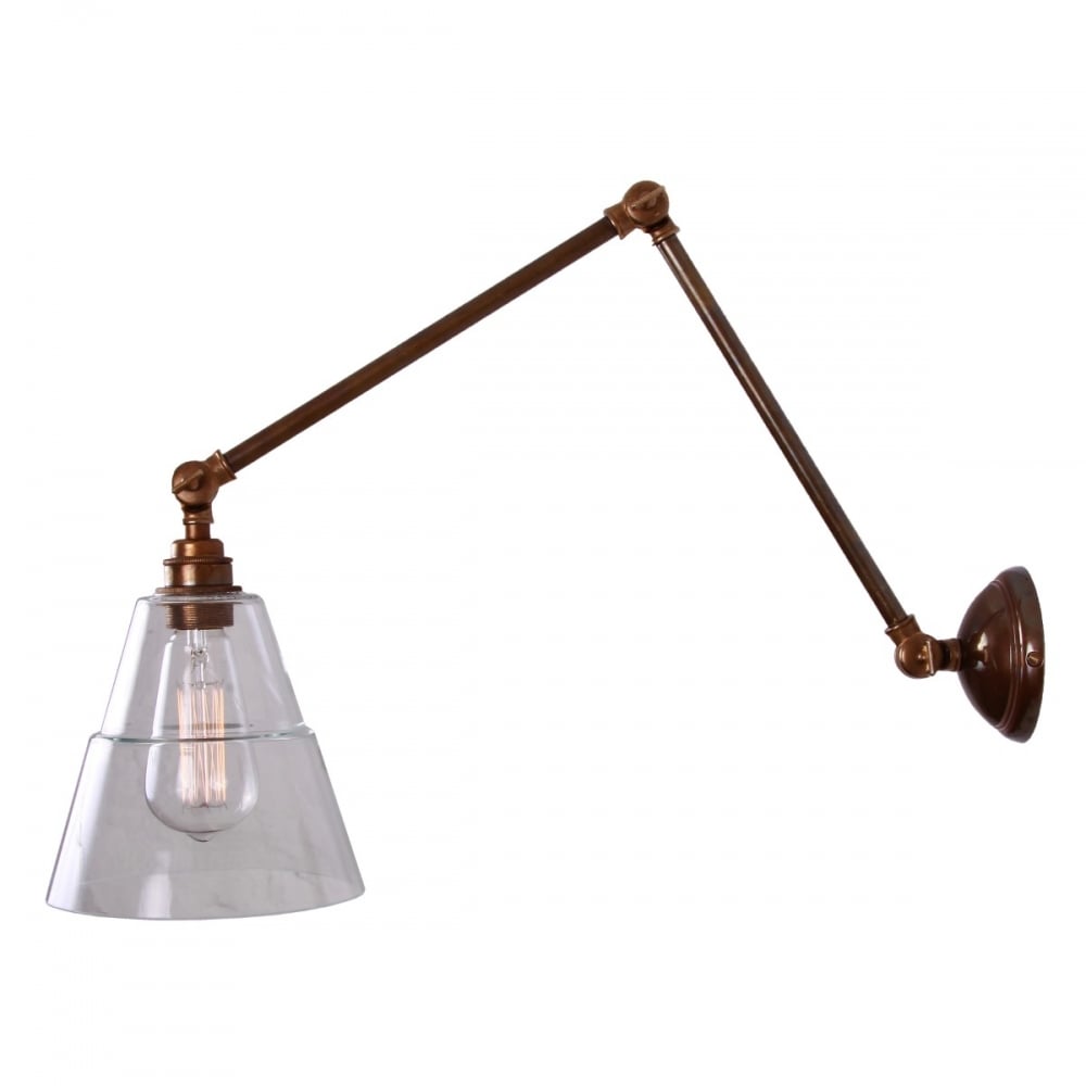 Lyx Art Deco Brass Wall Light with Adjustable Glass Shade