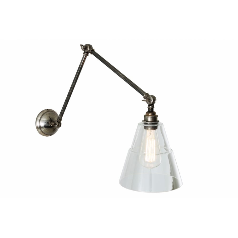 Lyx Art Deco Brass Wall Light with Adjustable Glass Shade