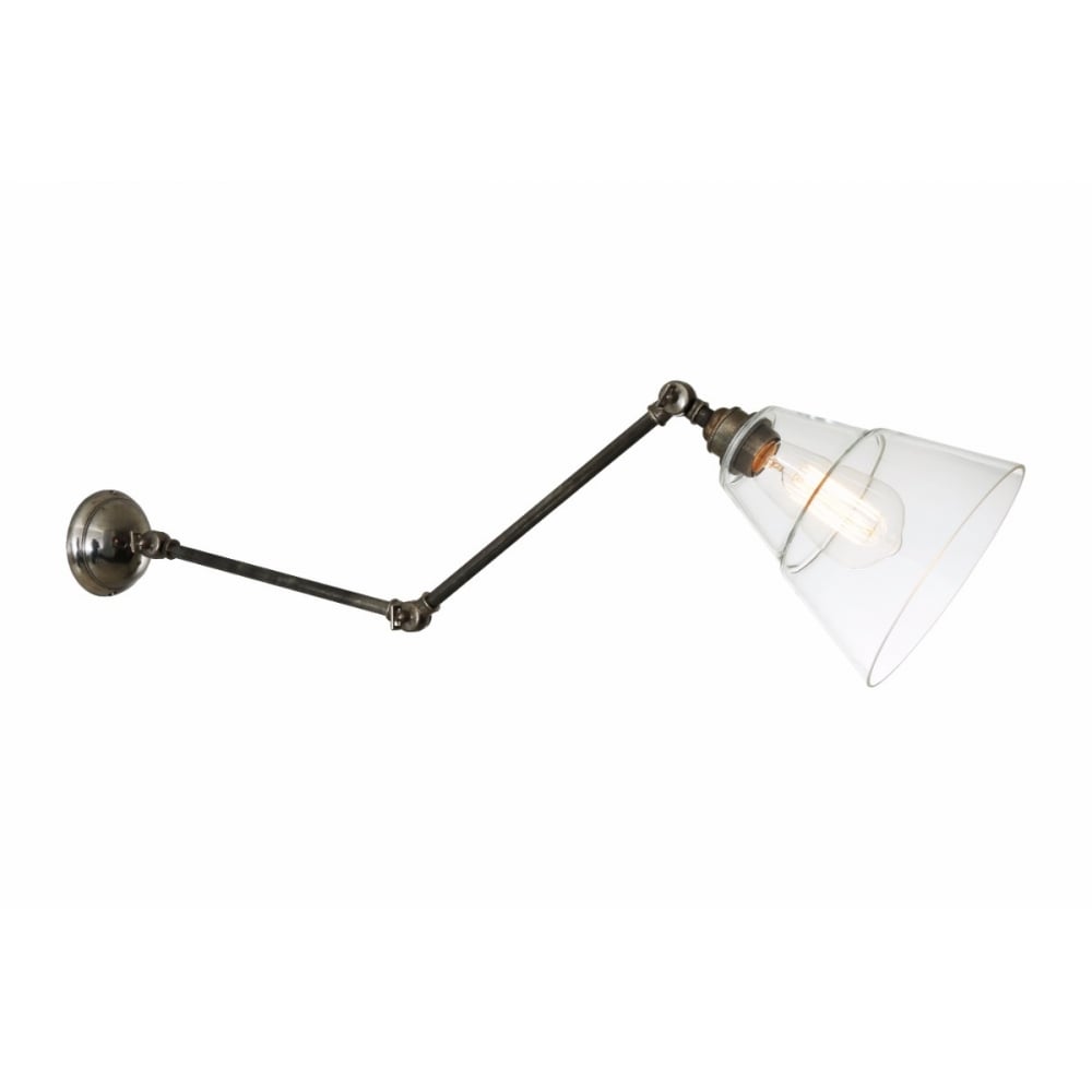 Lyx Art Deco Brass Wall Light with Adjustable Glass Shade
