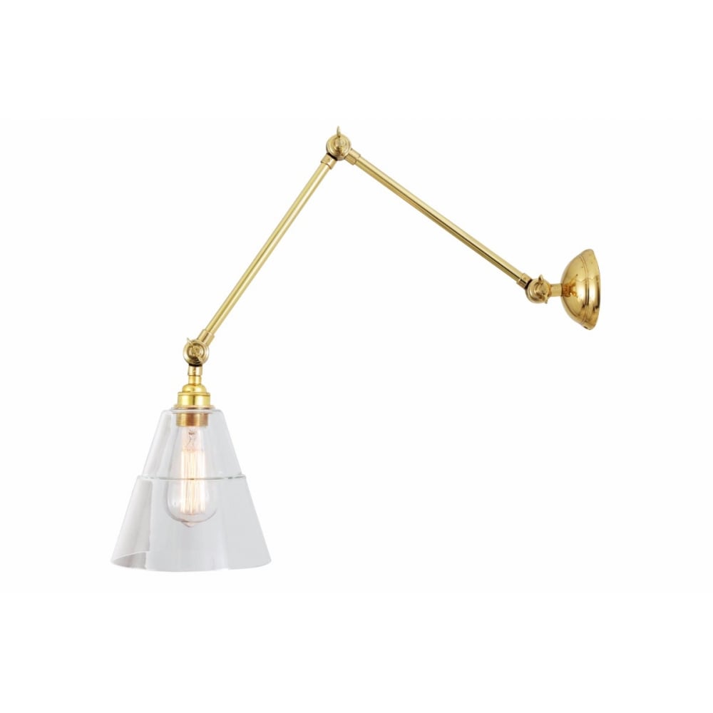 Lyx Art Deco Brass Wall Light with Adjustable Glass Shade