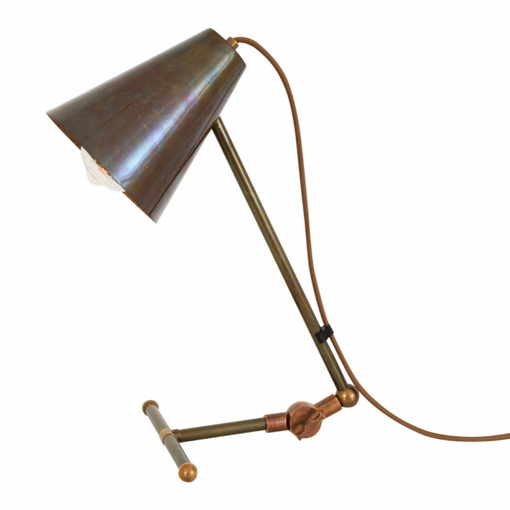 Comoro Adjustable Industrial Brass Table Lamp