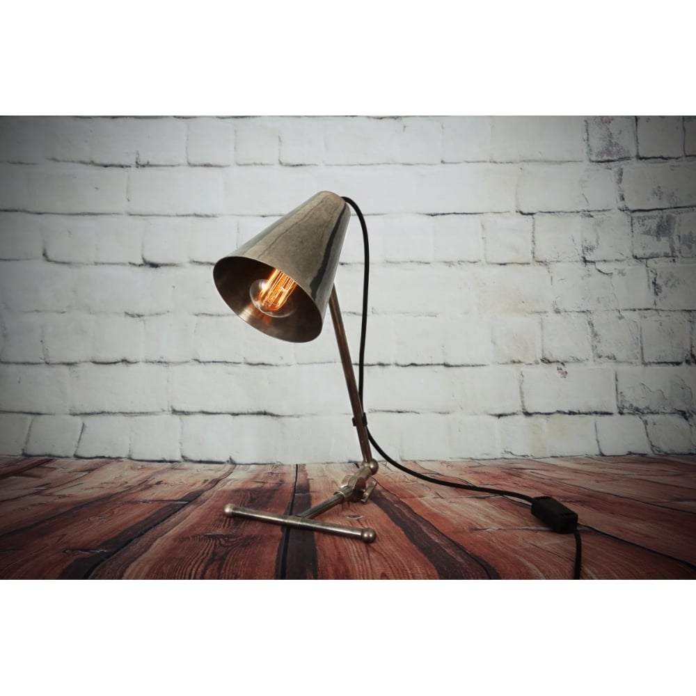 Comoro Adjustable Industrial Brass Table Lamp
