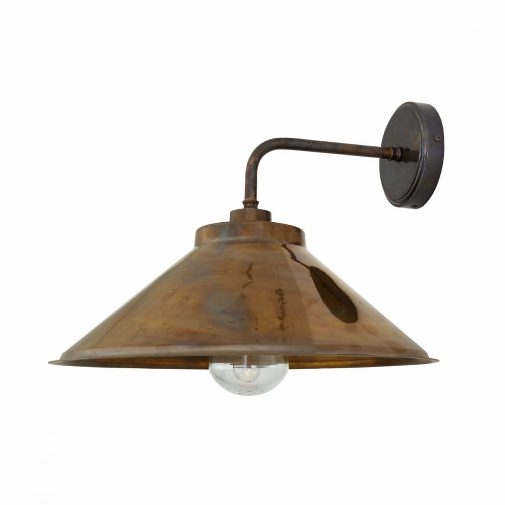 Nerissa Industrial Wall Light with Antique Brass Finish and Cone Shade
