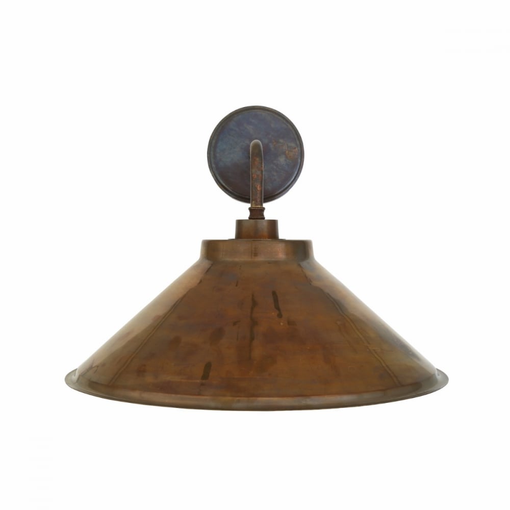 Nerissa Industrial Wall Light with Antique Brass Finish and Cone Shade