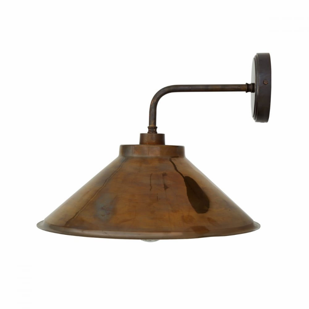 Nerissa Industrial Wall Light with Antique Brass Finish and Cone Shade
