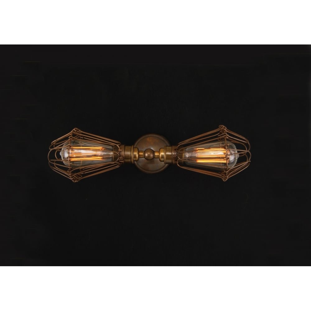 Praia Vintage Industrial Double Cage Wall Sconce