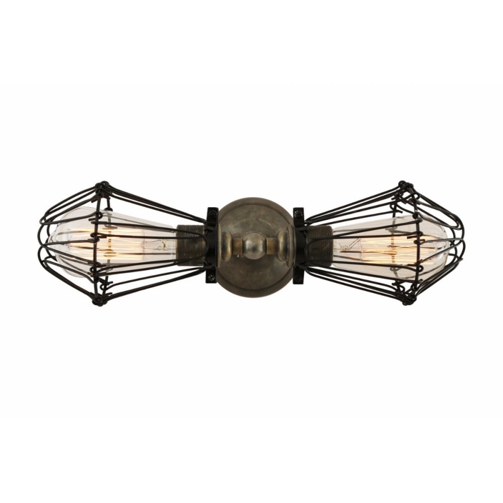Praia Vintage Industrial Double Cage Wall Sconce