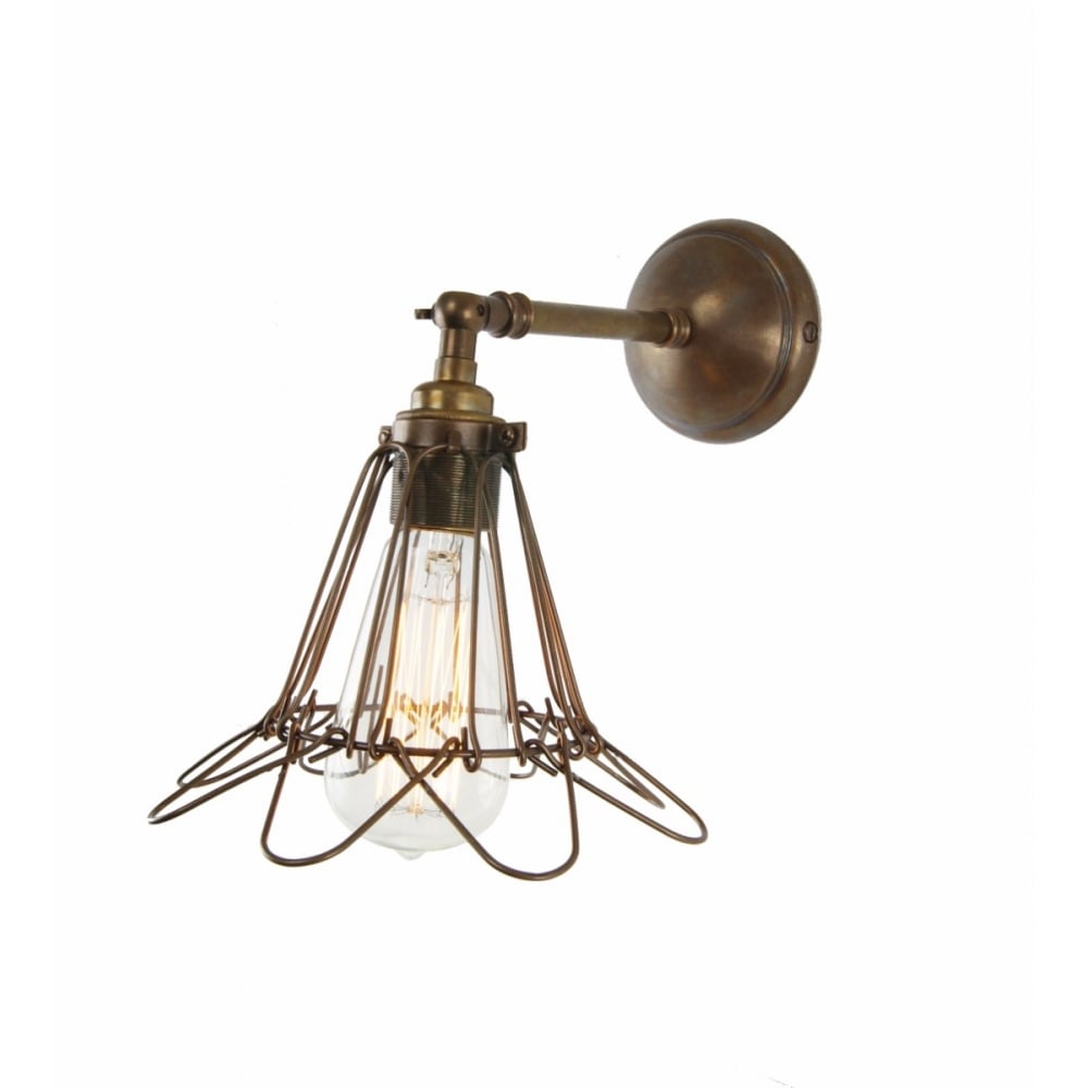 Industrial Brass and Steel Cage Wall Sconce Fixture