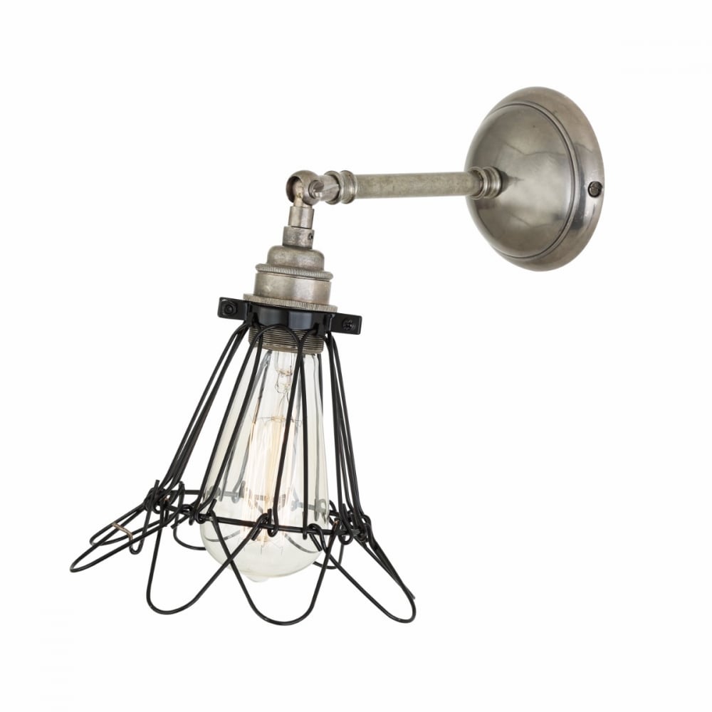 Industrial Brass and Steel Cage Wall Sconce Fixture