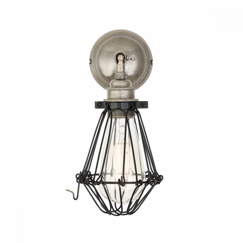 Industrial Brass and Steel Cage Wall Sconce Fixture