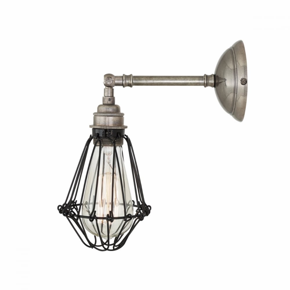 Industrial Brass and Steel Cage Wall Sconce Fixture