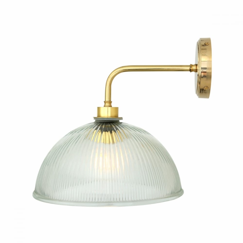 Antique Brass and Glass Vintage-Style Indoor Wall Sconce