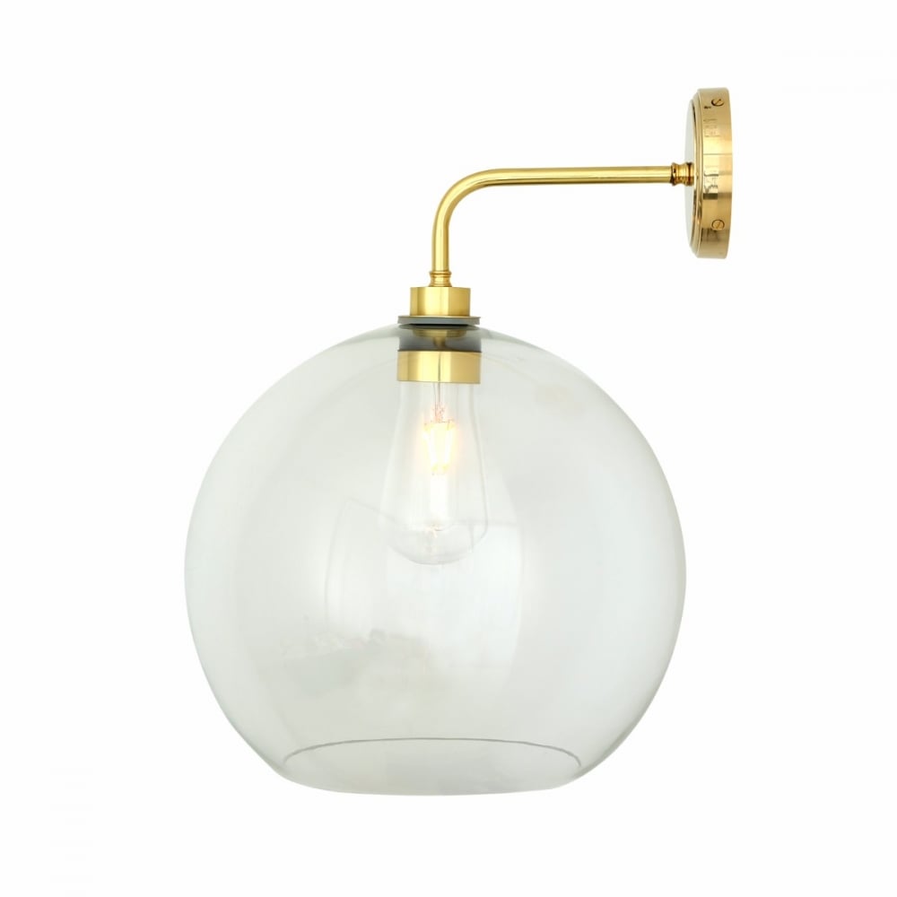 Leith Globe Shade Outdoor Wall Light in Brass and Glass