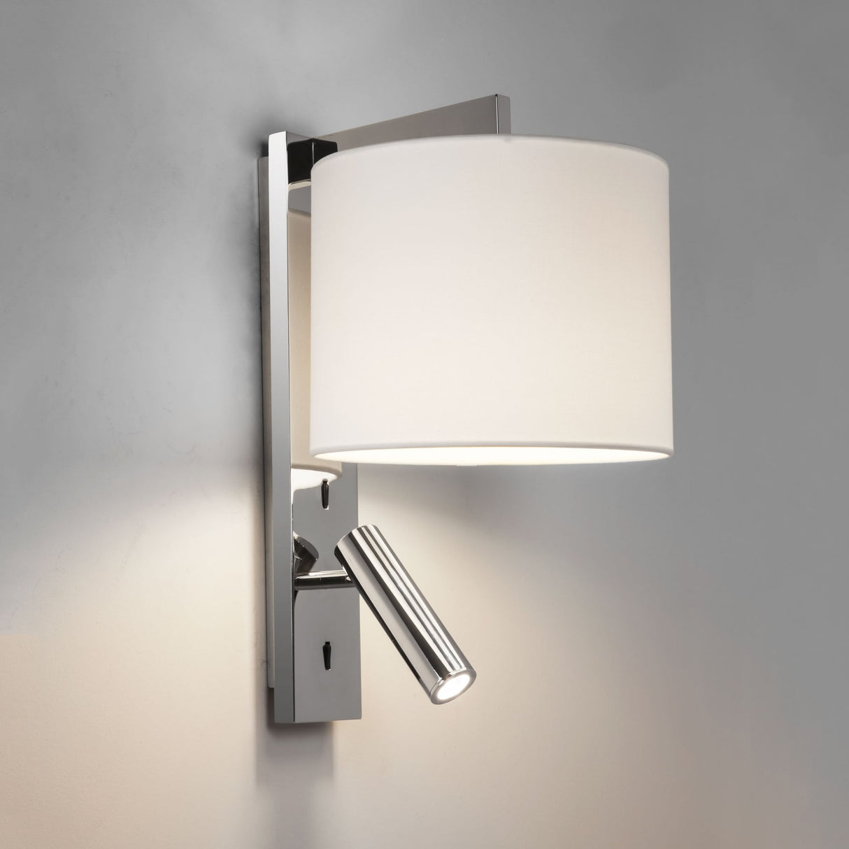 Ravello Polished Chrome Wall Light with Integrated LED Reading Lamp