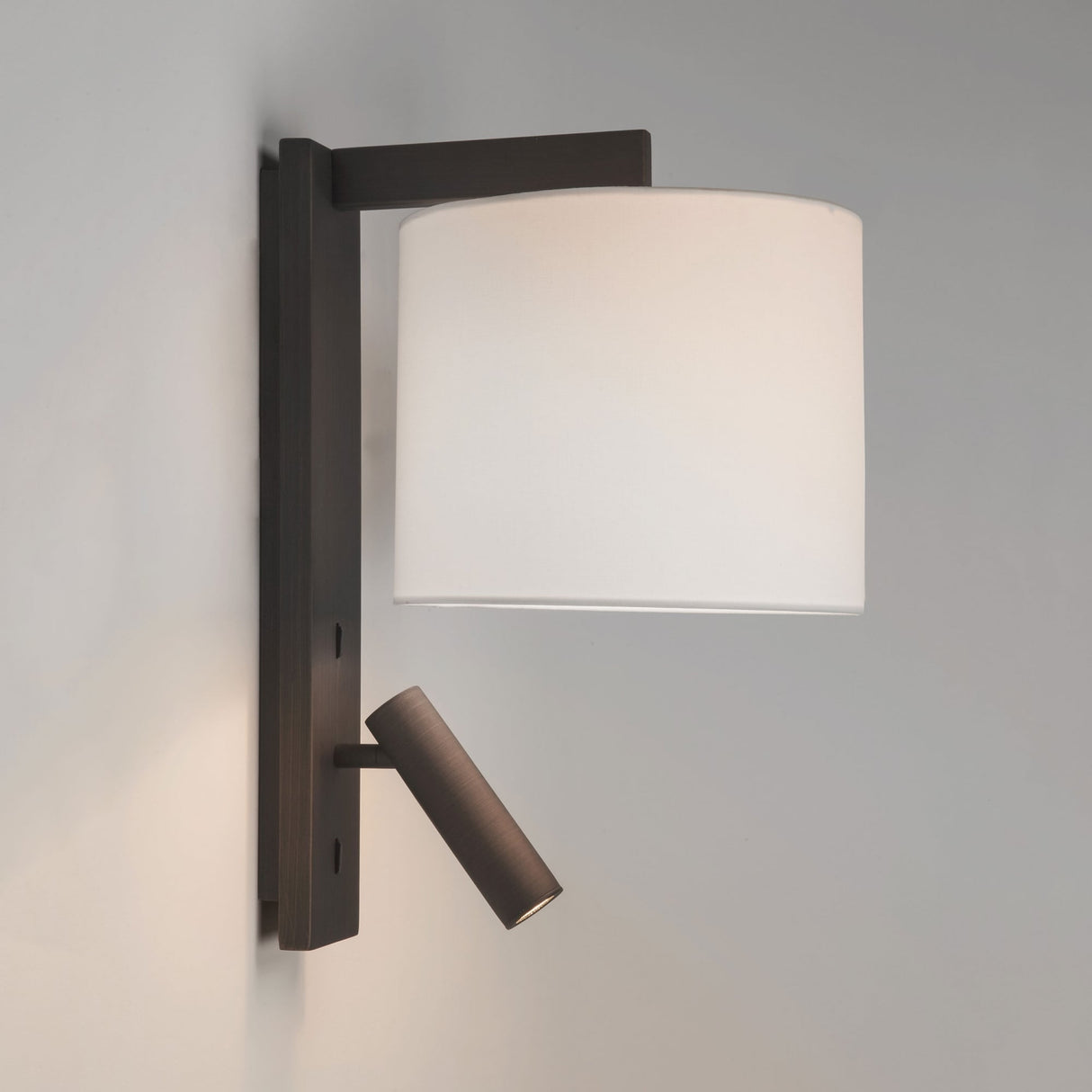 Ravello Contemporary Bronze Wall Light with Integrated LED Reading Arm