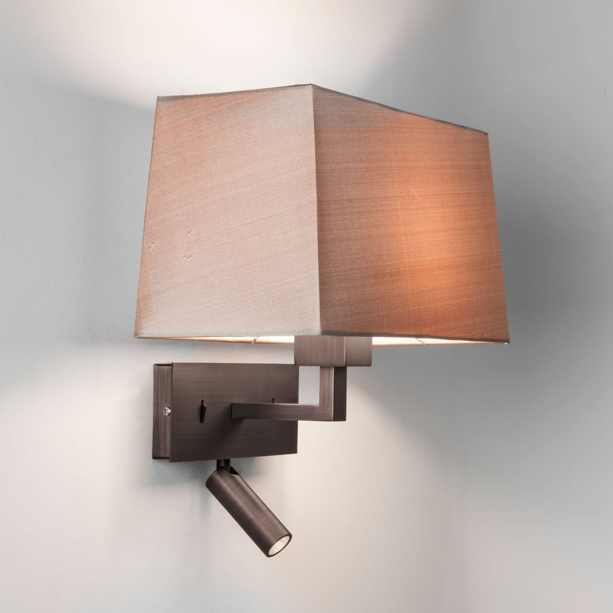 Elegant Bronze Wall Light with Integrated LED Reading Spotlight