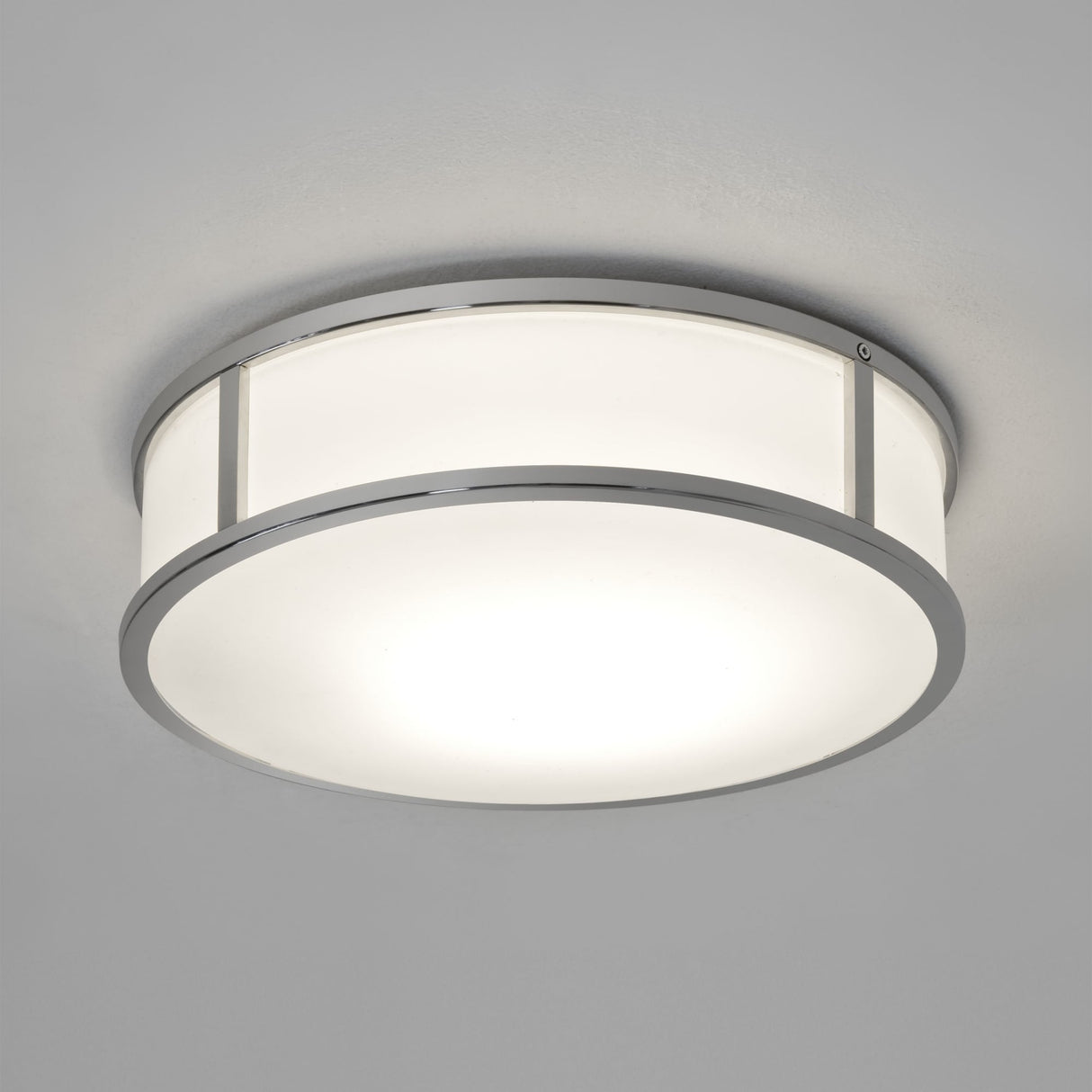 Mashiko Contemporary Chrome and Opal Semi-Flush Ceiling Light