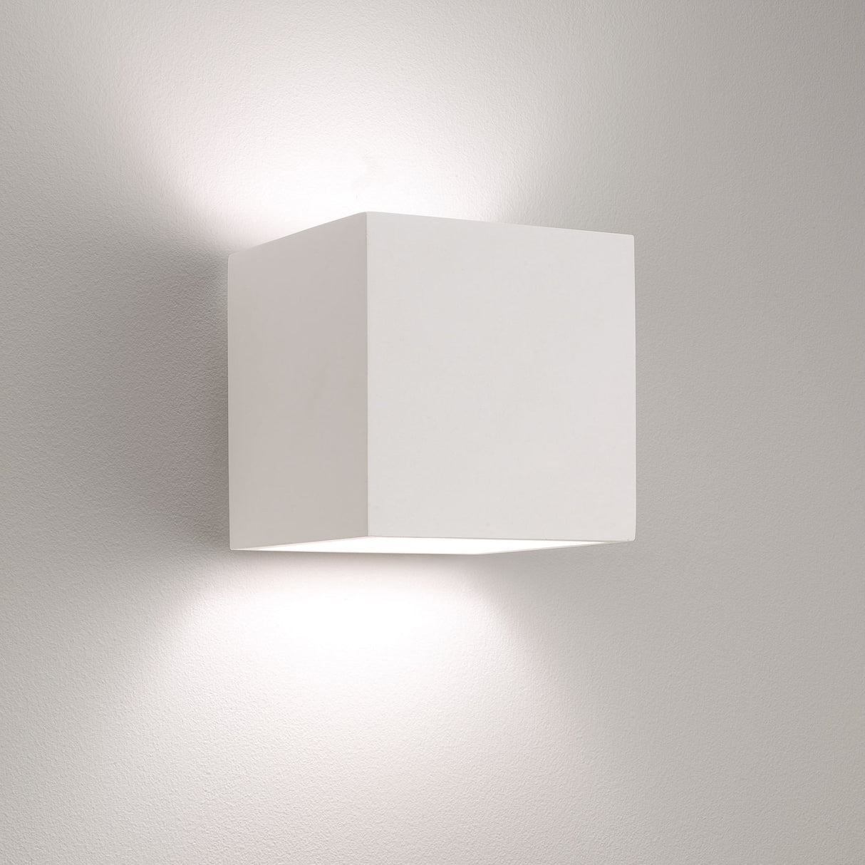 Pienza Large LED Wall Light Box in White Plaster Finish