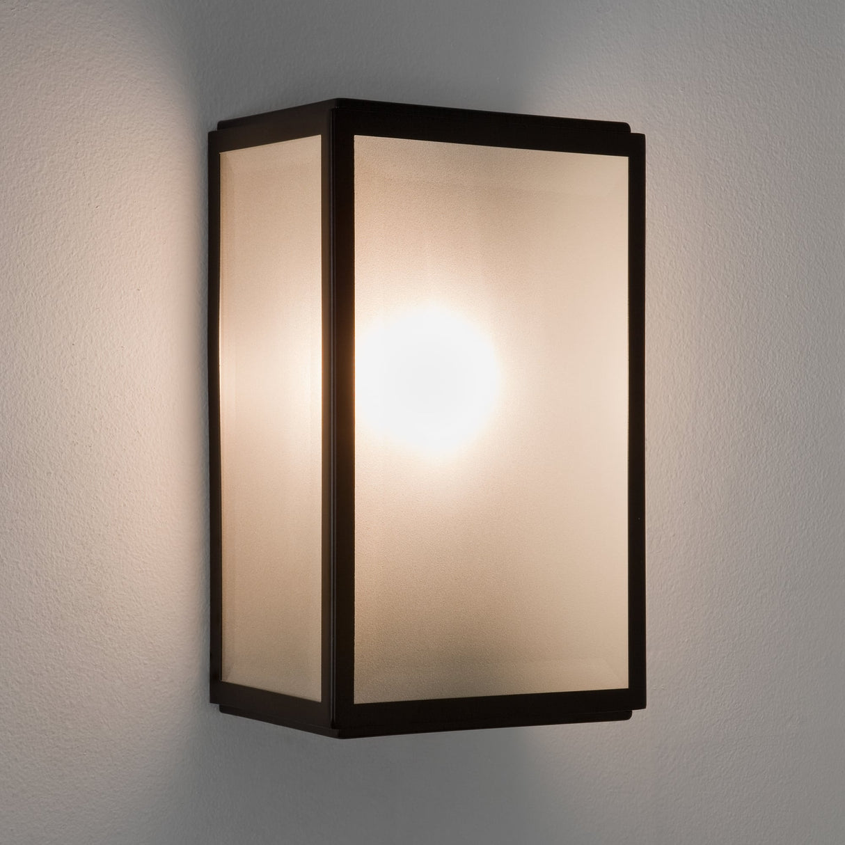 Contemporary Black Finish Outdoor Sensor Wall Light with Frosted Diffuser