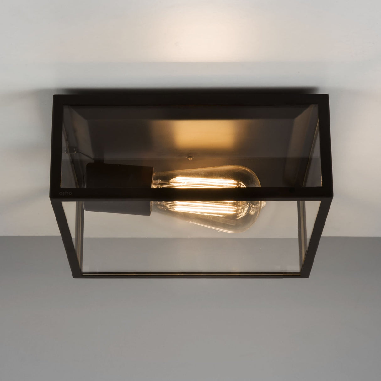 Bronte Black Lantern-Style Square Ceiling Light