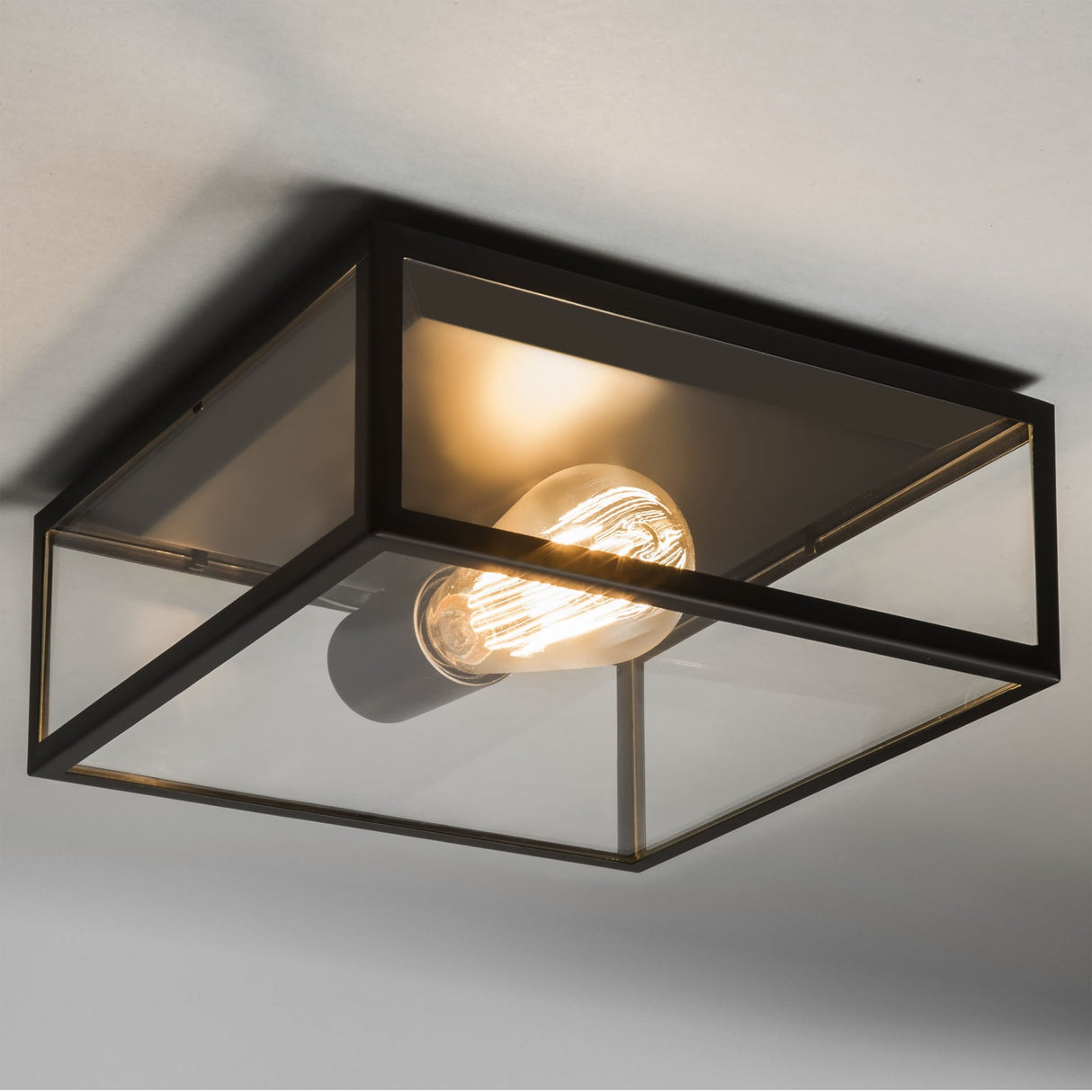 Bronte Black Lantern-Style Square Ceiling Light
