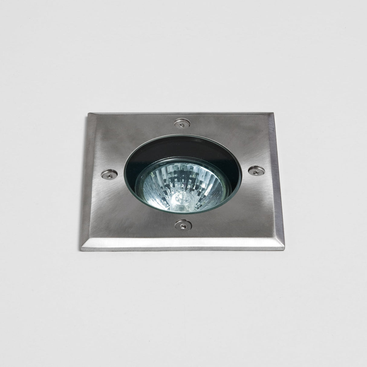 Gramos Stainless Steel Square Ground Light with Circular Glass