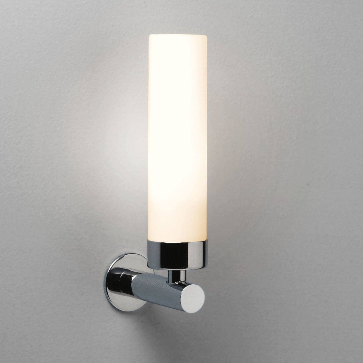 Polished Chrome Wall Light with Opal Glass Shade for Bathrooms