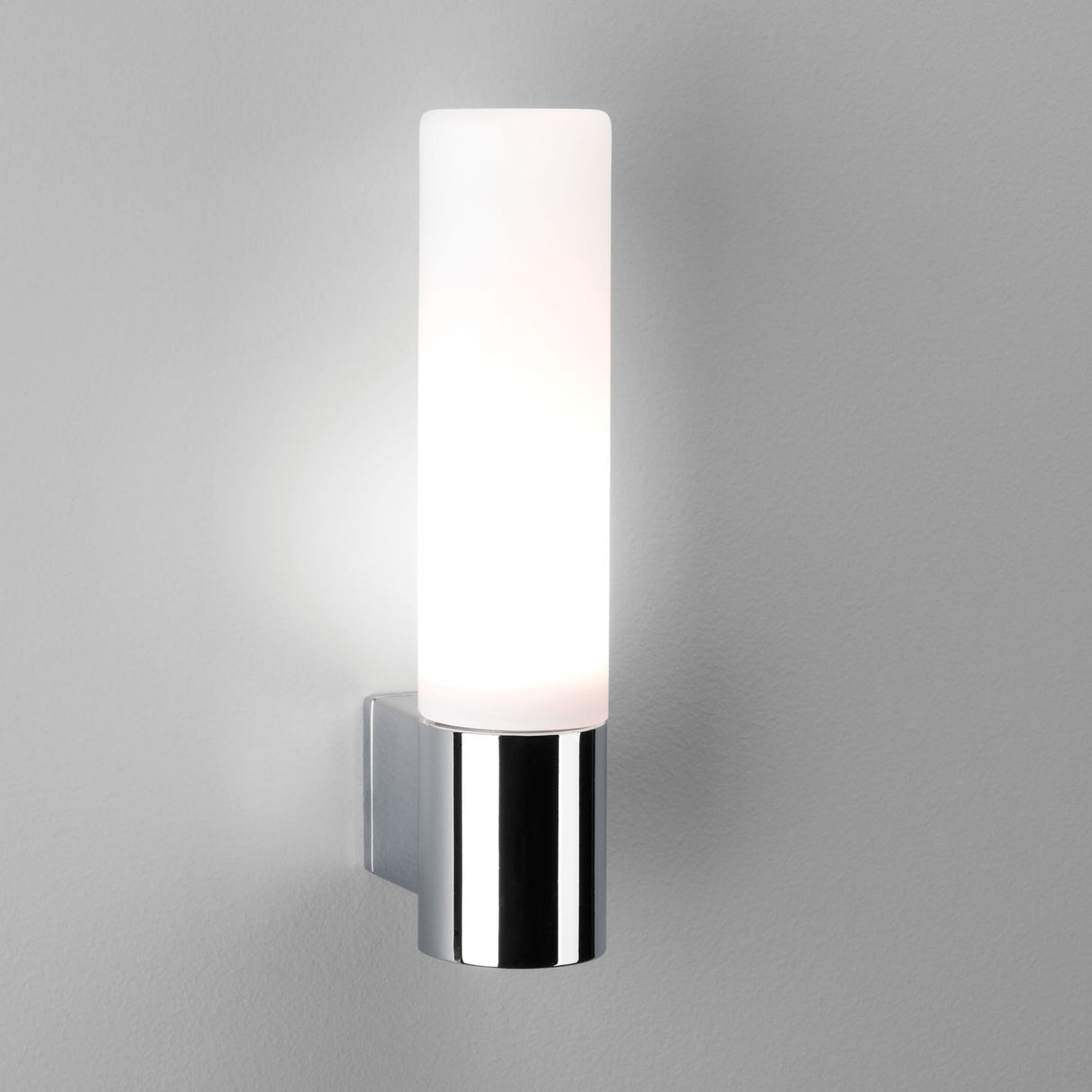 Bari Polished Chrome Wall Light with Opal Glass Diffuser - IP44 Bathroom Fixture