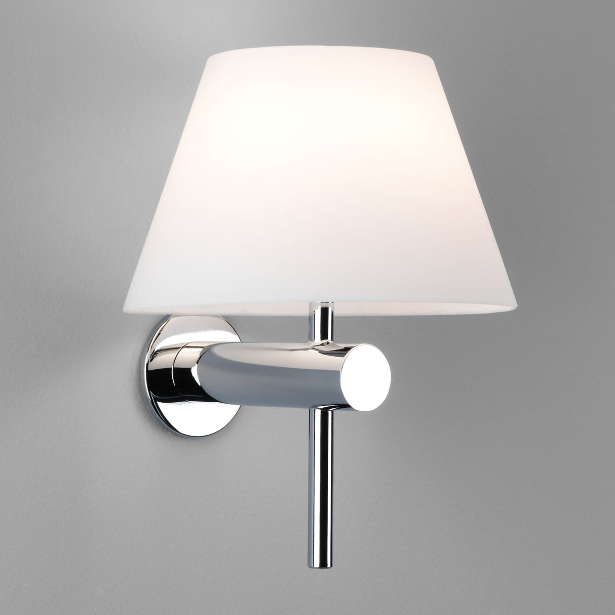 Sleek Roma Chrome Bathroom Wall Light with Opal Glass Shade