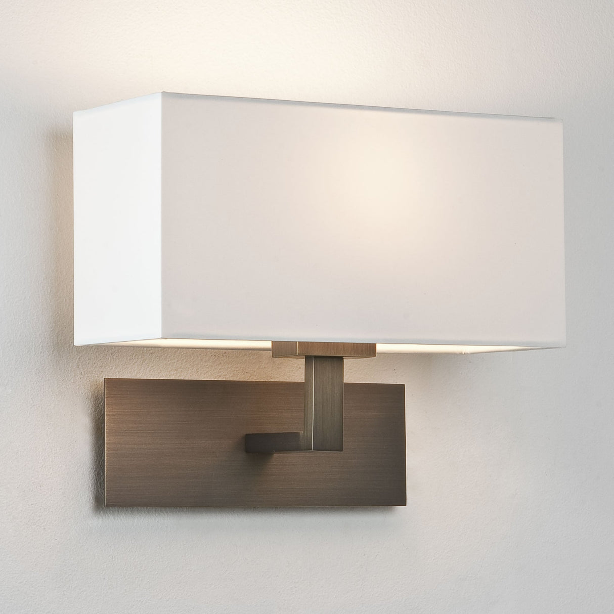 Elegance Bronze Wall Sconce with White Fabric Shade