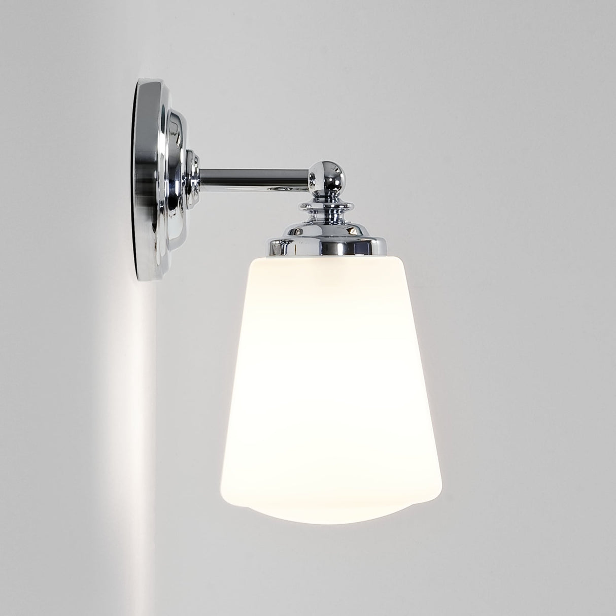 Anton Polished Chrome Bathroom Wall Light with Opal Glass Diffuser IP44