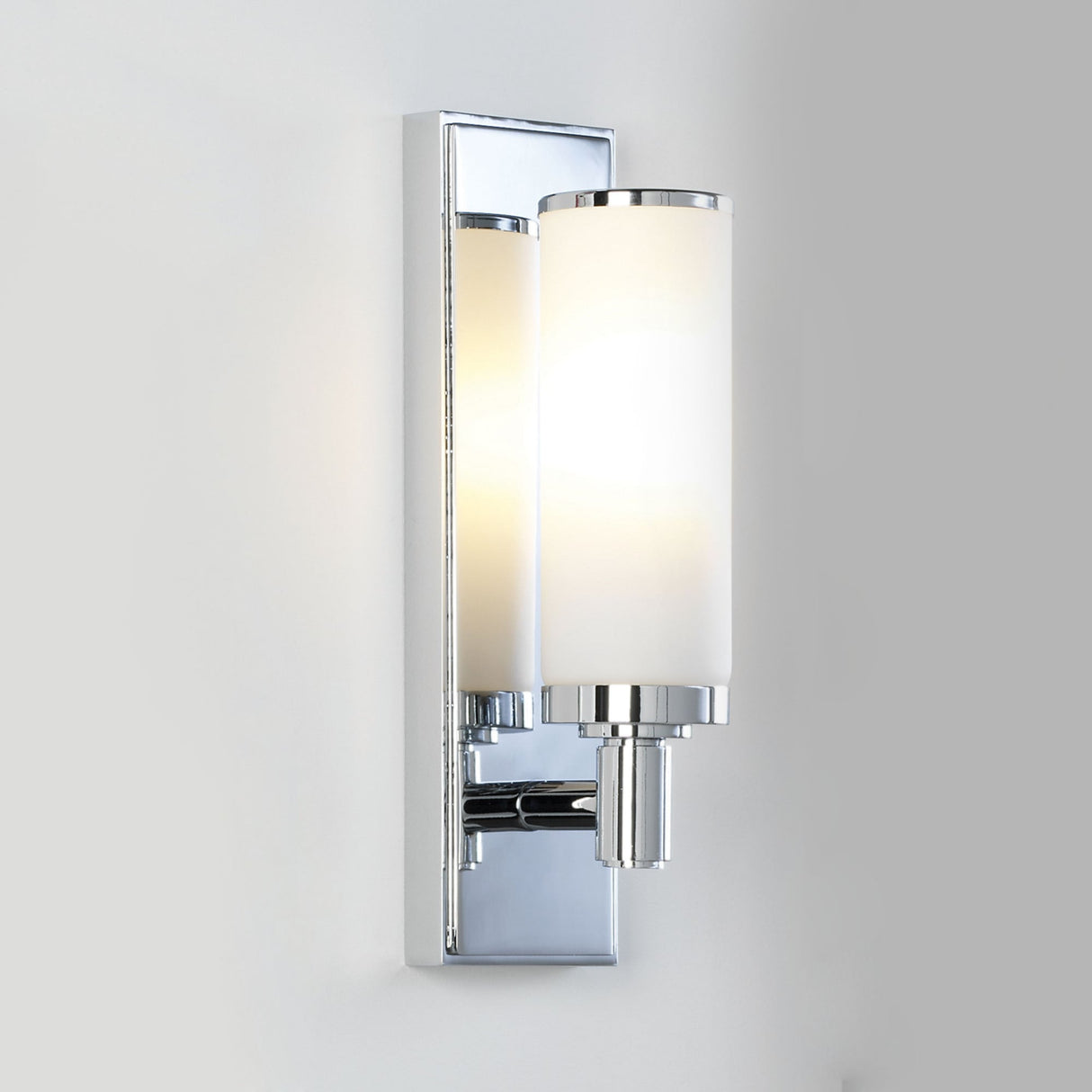 Verona Polished Chrome Bathroom Wall Light with Opal Glass Diffuser, IP44 Rated