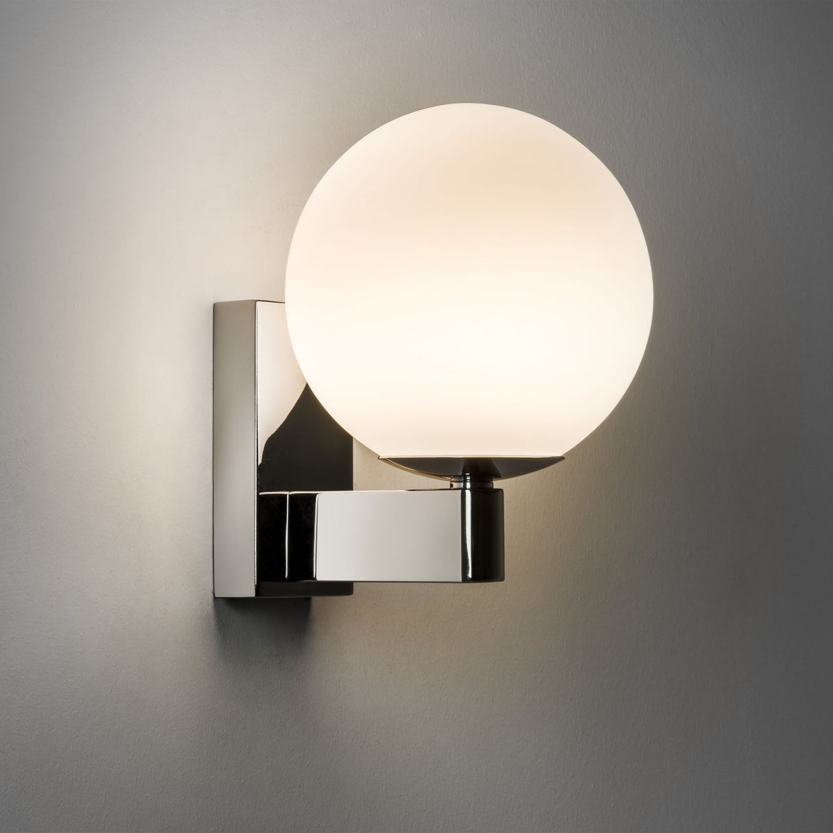 Polished Chrome Sagara Wall Light with Opal Glass Diffuser for Bathrooms