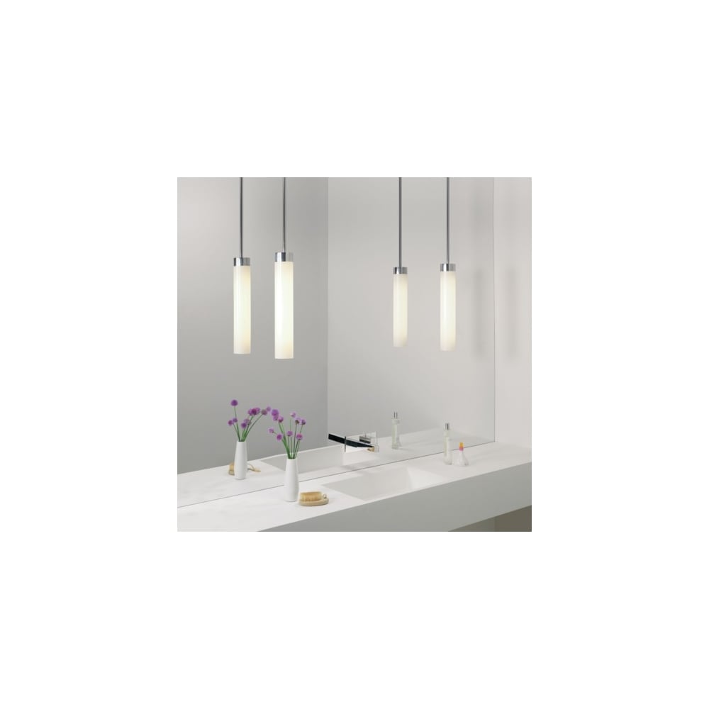 Kyoto Polished Chrome Tubular Bathroom Ceiling Light Fixture