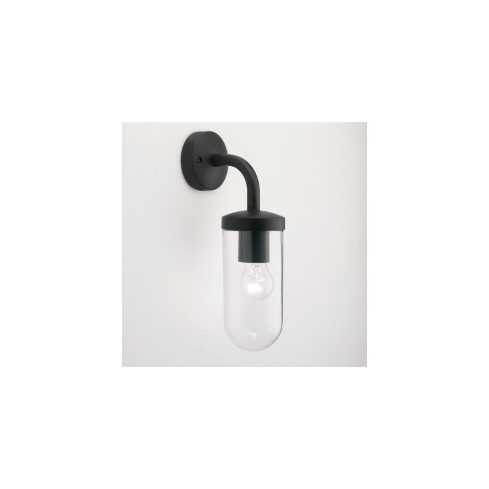 Tressino Matte Black and Glass Outdoor Wall Lantern