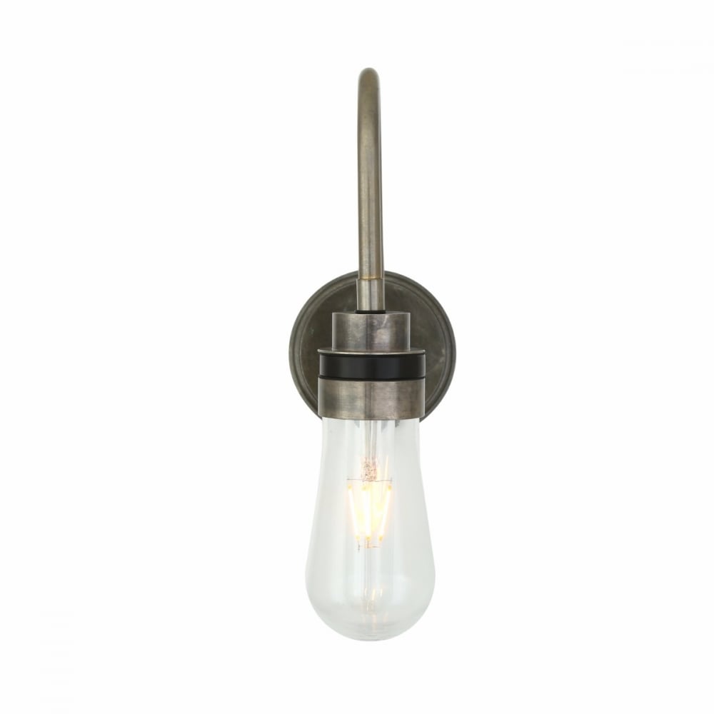 Vintage Industrial Swan Neck Wall Light in Antique Brass