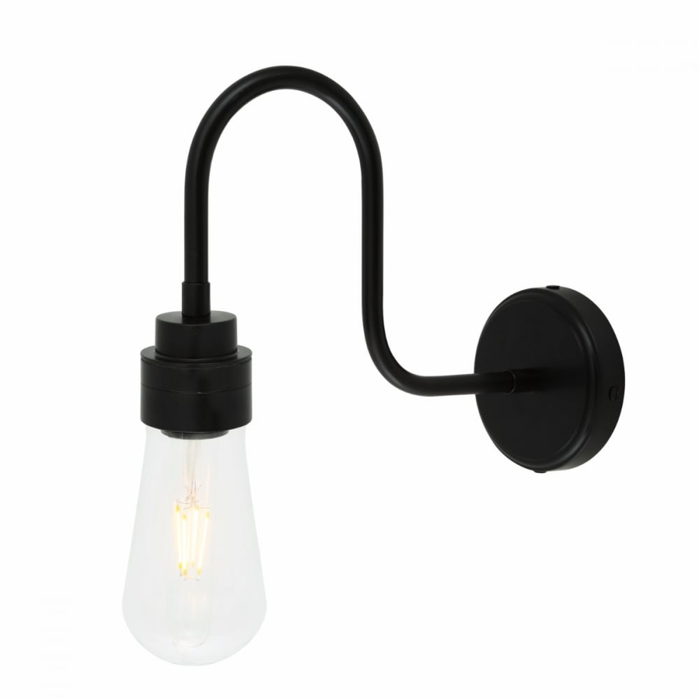 Vintage Industrial Swan Neck Wall Light in Antique Brass