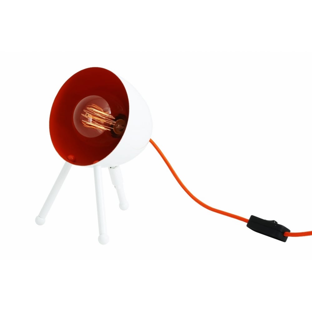 Buenos Aires Modern Open Bowl Table Lamp in White and Orange