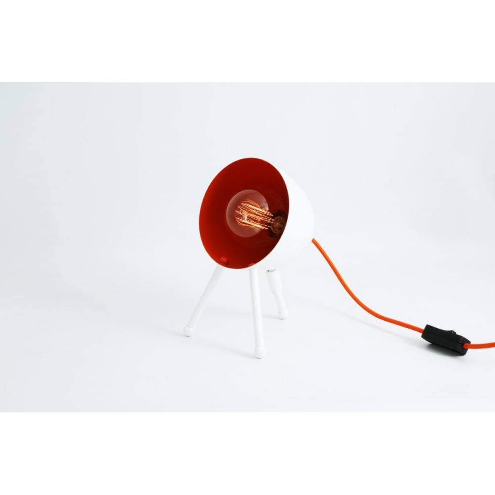 Buenos Aires Modern Open Bowl Table Lamp in White and Orange