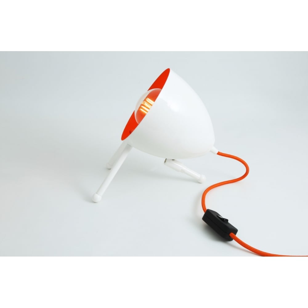 Buenos Aires Modern Open Bowl Table Lamp in White and Orange