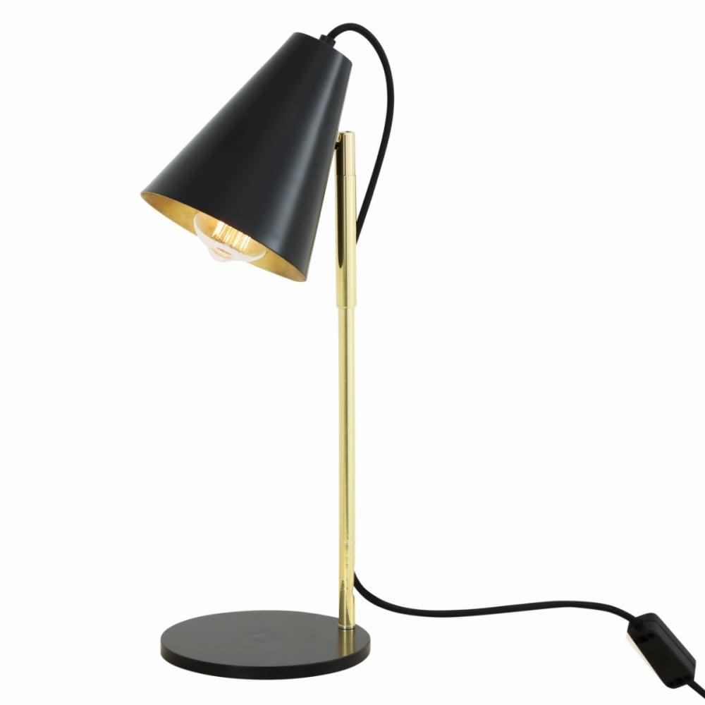 Lusaka Modern Table Lamp in Polished Brass & Matte Black