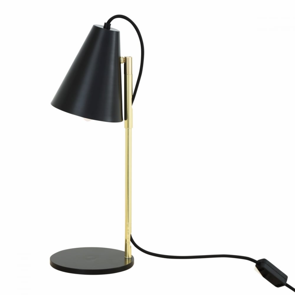 Lusaka Modern Table Lamp in Polished Brass & Matte Black