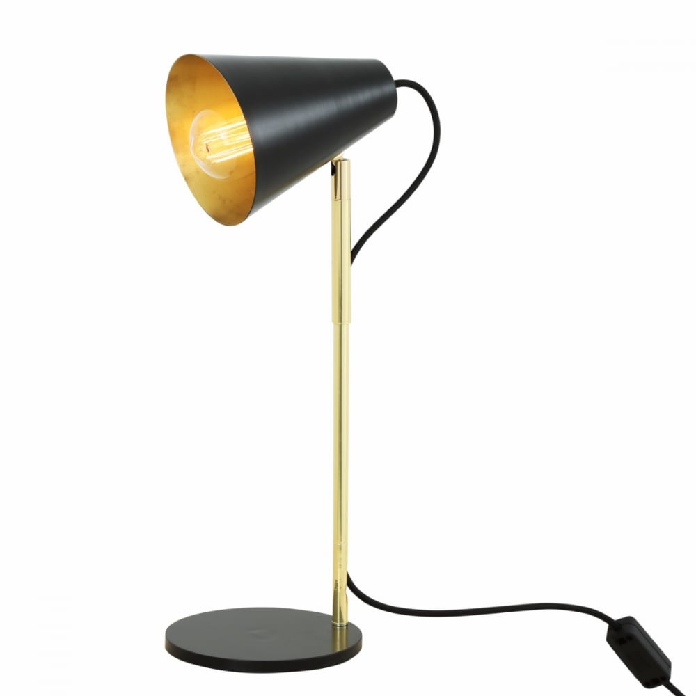 Lusaka Modern Table Lamp in Polished Brass & Matte Black