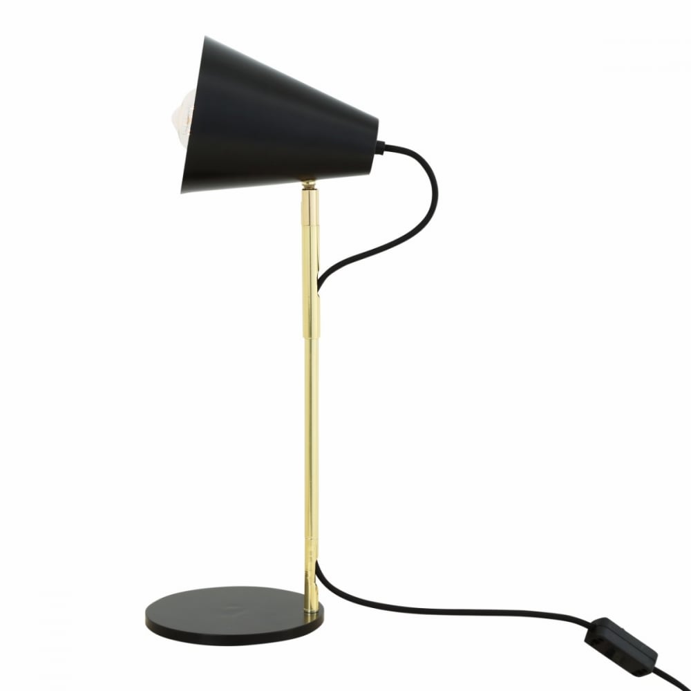 Lusaka Modern Table Lamp in Polished Brass & Matte Black