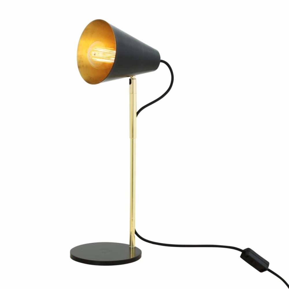 Lusaka Modern Table Lamp in Polished Brass & Matte Black